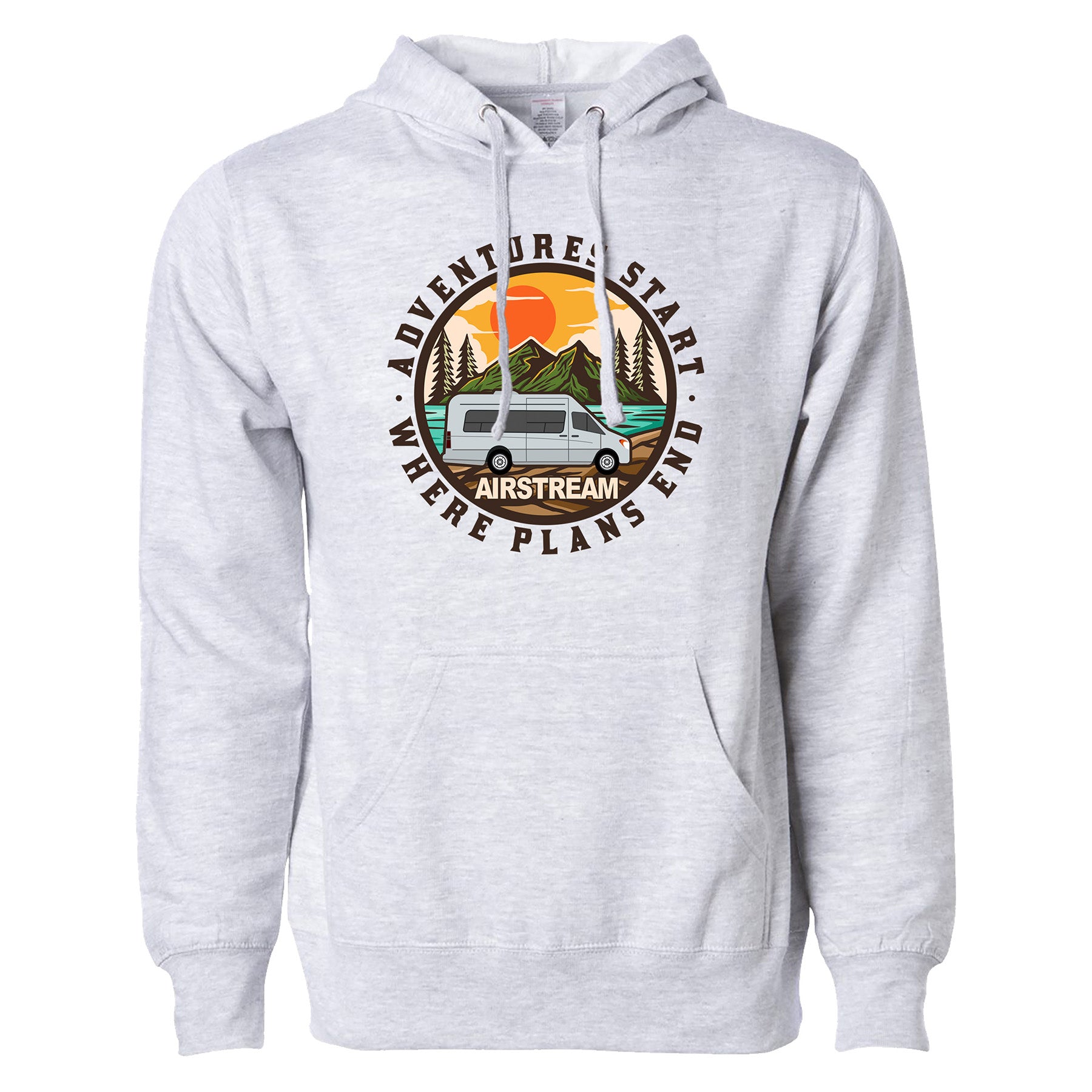 adventure starts where plans end light grey hoodie