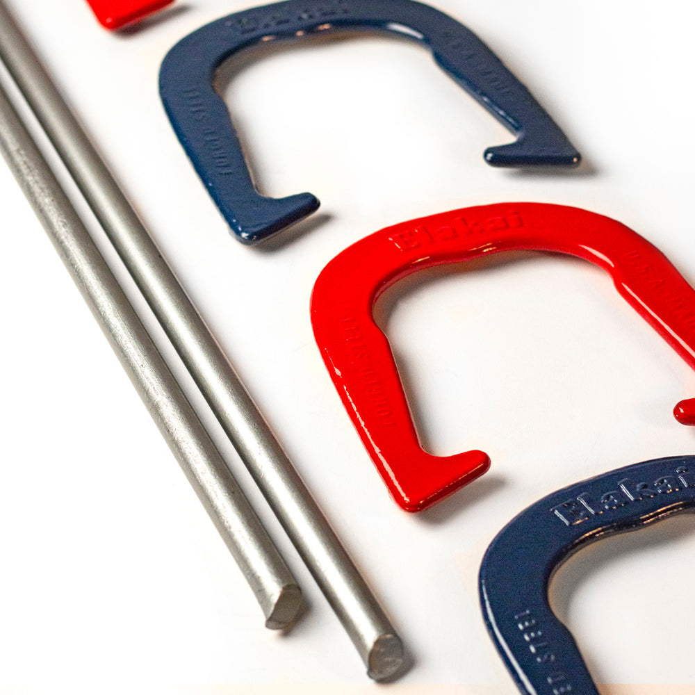 Red And Navy Elakai Horseshoes Details View