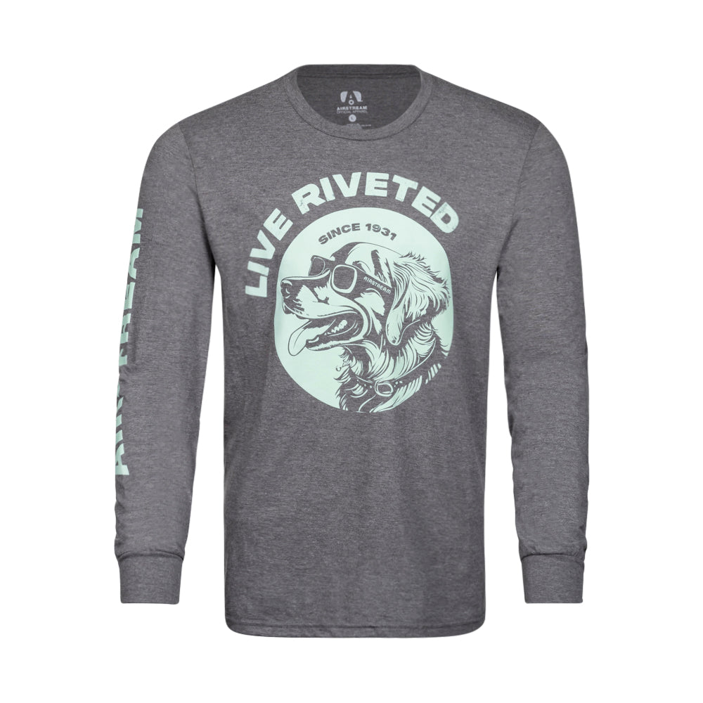 Airstream Dog with Sunglasses Tri-Blend Long Sleeve Grey T-Shirt