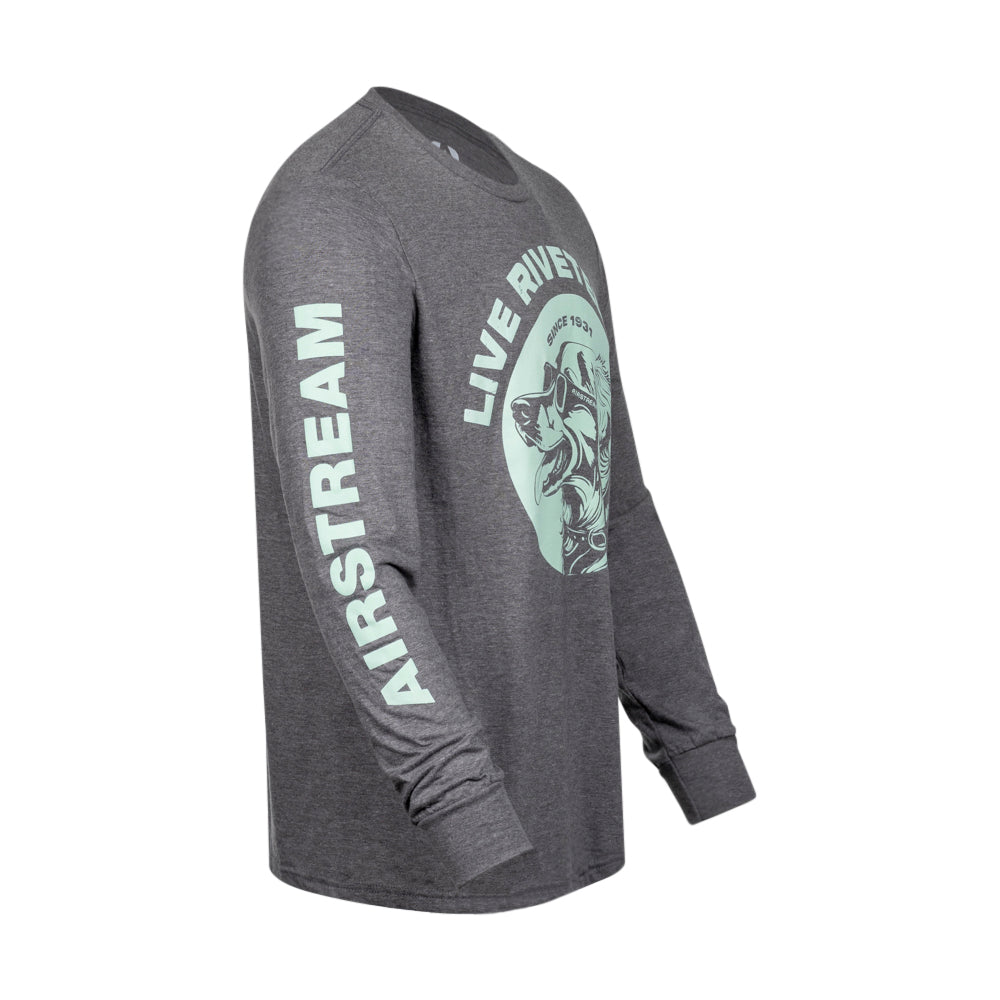Airstream Dog with Sunglasses Tri-Blend Long Sleeve Grey T-Shirt