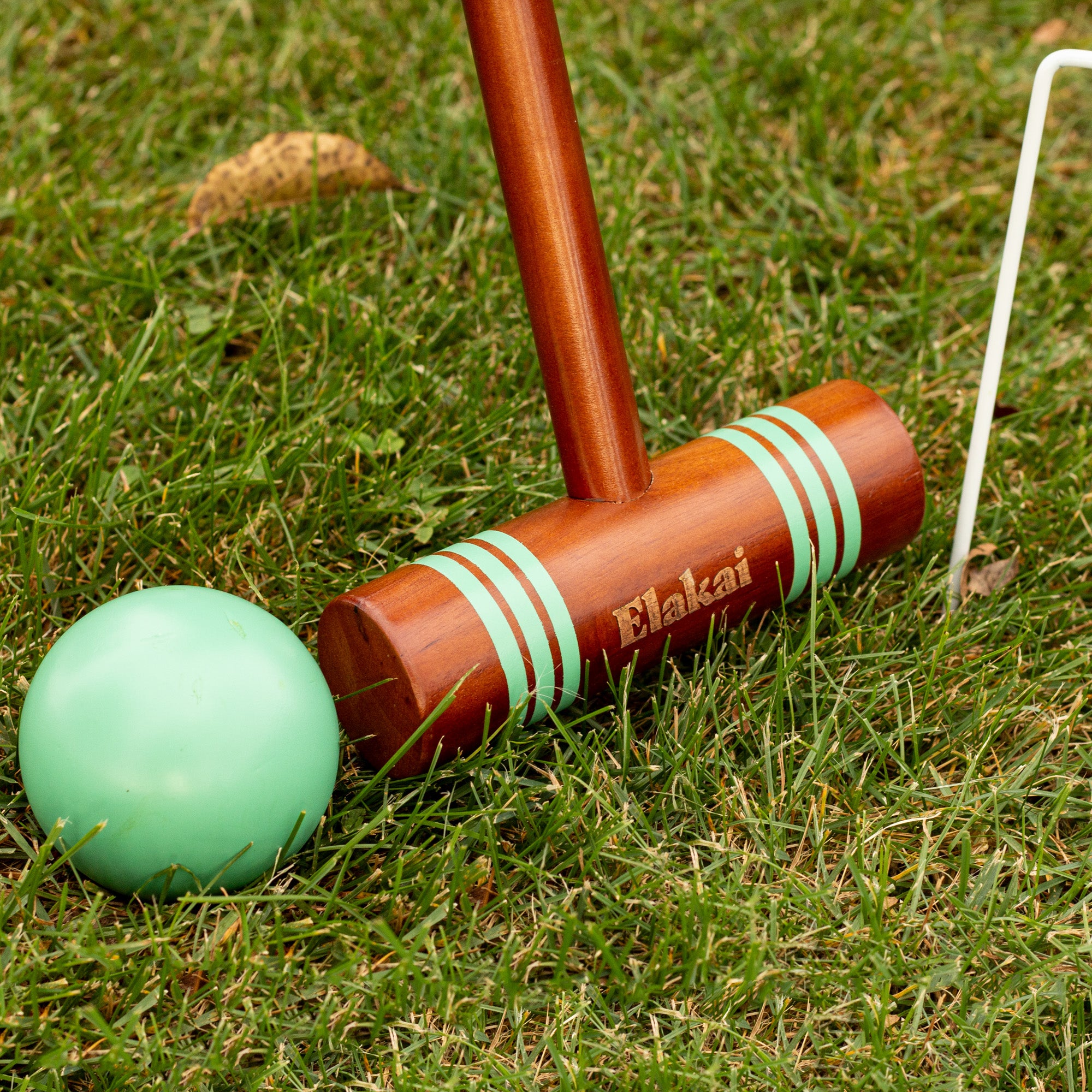 Mint Green Elakai Croquet Mallet and Ball