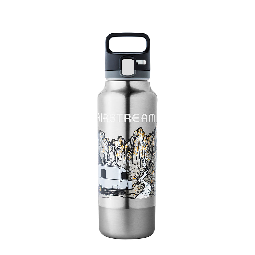 Large Stainless Steel Water Bottle With Mountains and Airstream