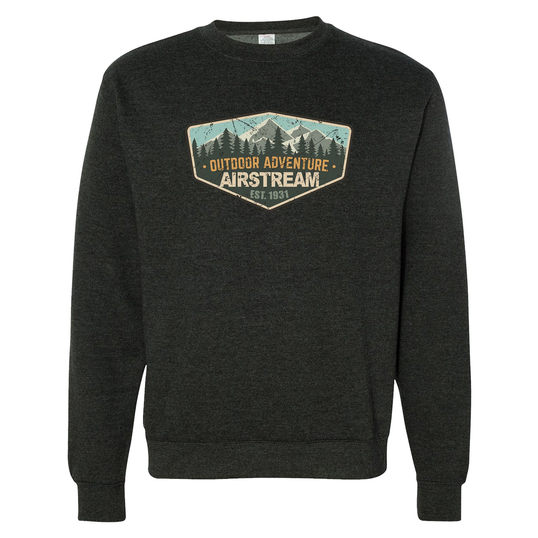 Outdoor Adventure Airstream Logo Black Crewneck Sweatshirt