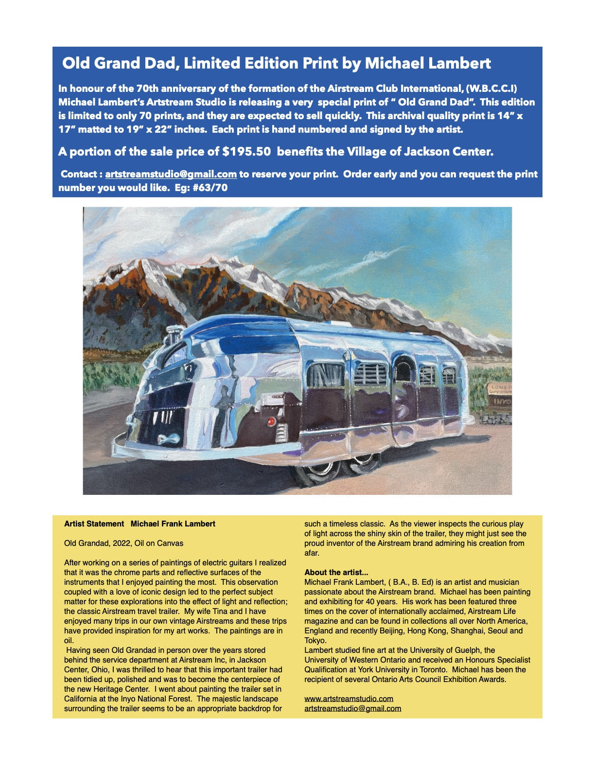 Airstream Old Grand Dad Limited Edition Print by Michael Lambert